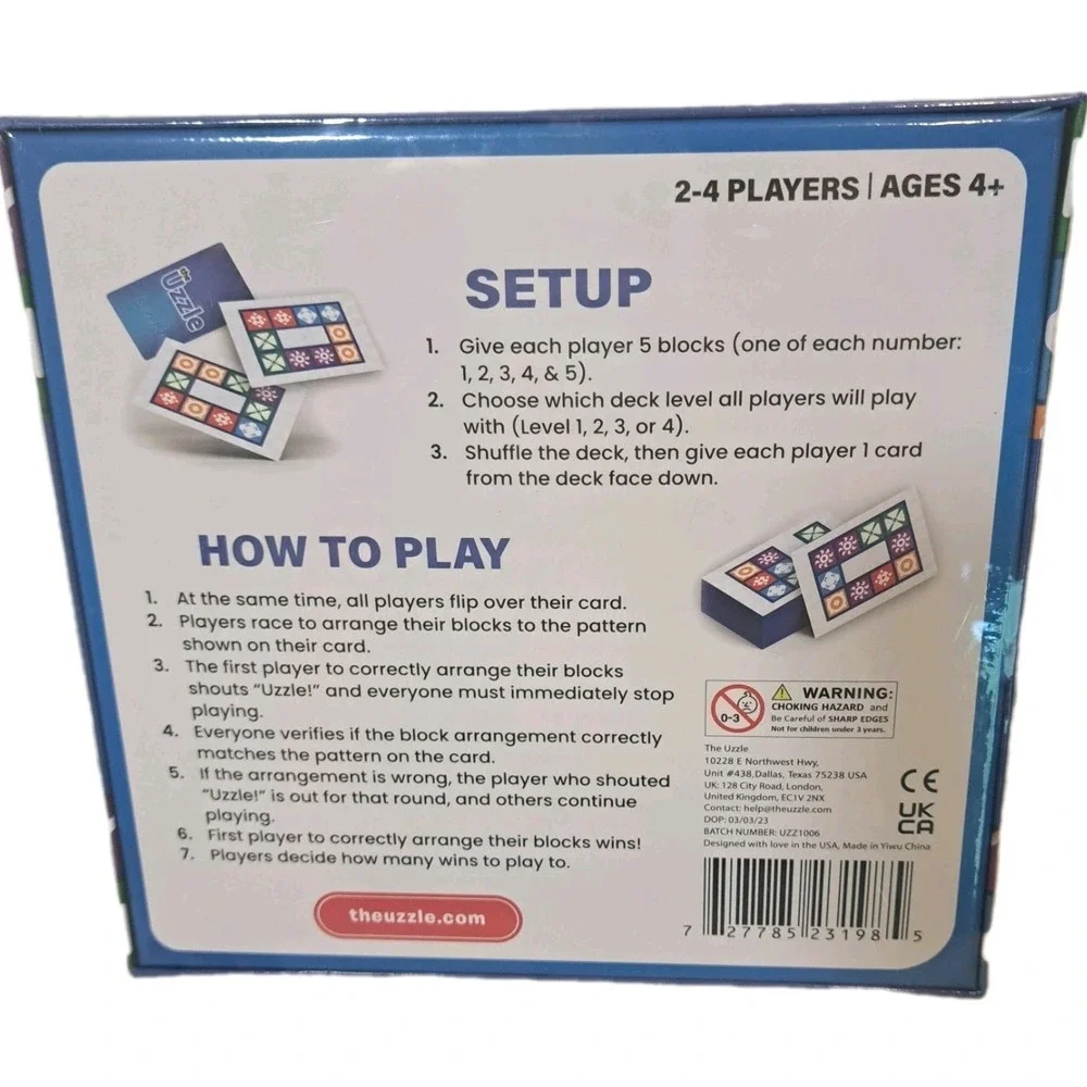 The UZZLE Card Game Family Game Night Children /Adults Puzzle Games Party
